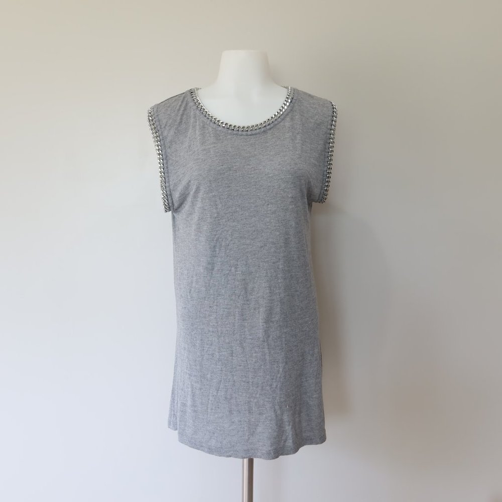 AllSaints Gray Silver Chain Tunic Top Sz 4